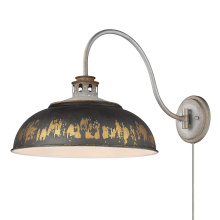 Golden Canada 0865-A1W AGV-ABI - Golden Lighting Kinsley 1-light Swing Arm Wall Lamp in Antique Black Iron shade